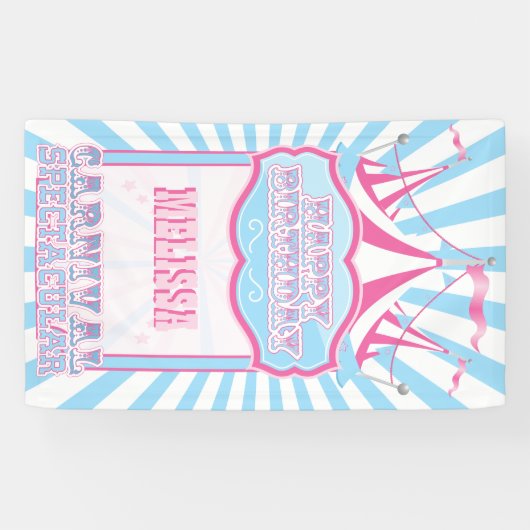 Banner voor roze en blauwe carnavalpartij (Horizontaal)