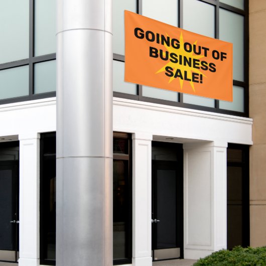 Banner voor uitverkoop buiten bedrijf (Buitenkant Gebouw)