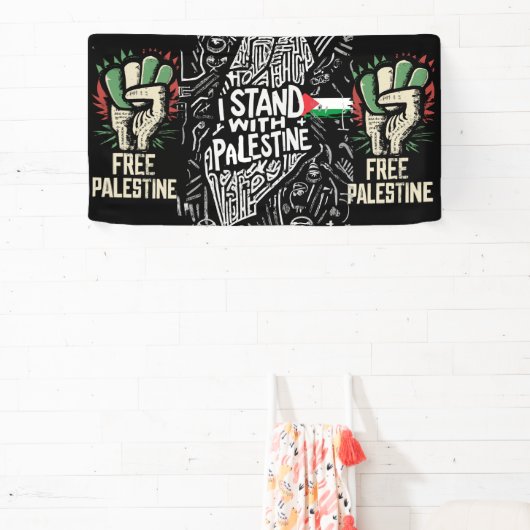banner voor vrij palestina (Insitu)