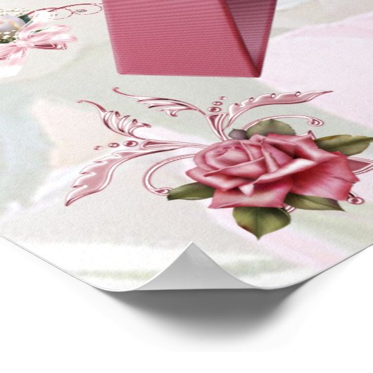 Banner Vrijgezellenfeest White Pink Floral Poster (Hoek)