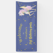 Banner welkom op de eerste verjaardag met eenhoorn (Verticaal)