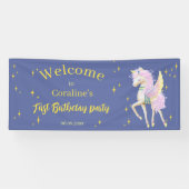 Banner welkom op de eerste verjaardag met eenhoorn (Horizontaal)