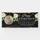 Banner White Floral Custom Photo Retirement Party (Horizontaal)