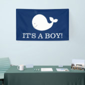 Banner witte en marinewalvis | ÉÉN TEKST (Beurs)