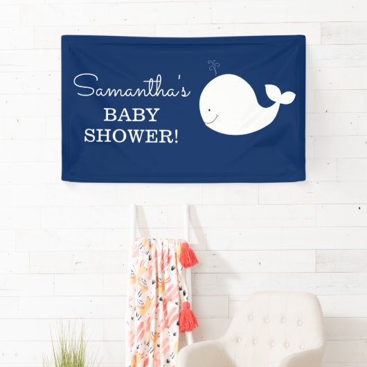 Banner witte en marinewalvis | TWEE TEKSTLIJNEN (Insitu)