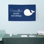 Banner witte en marinewalvis | TWEE TEKSTLIJNEN (Beurs)