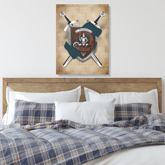 Bannerman Clan badge Crossed Swords Canvas Afdrukk (Insitu (Slaapkamer))