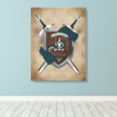 Bannerman Clan badge Crossed Swords Canvas Afdrukk (Insitu (Houten vloer))