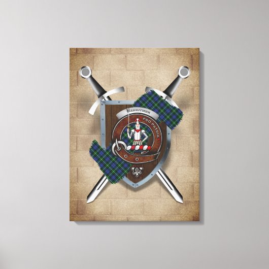 Bannerman Clan badge Crossed Swords Canvas Afdrukk (Voorkant)