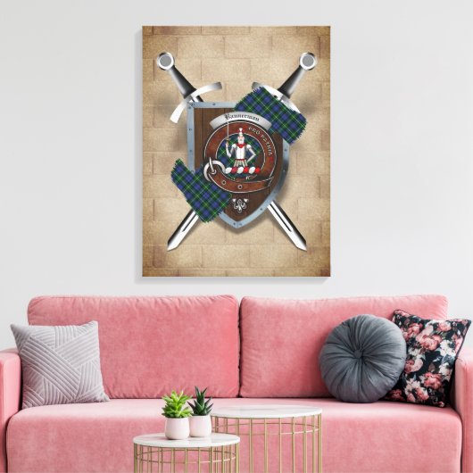 Bannerman Clan badge Crossed Swords Canvas Afdrukk (Insitu (Woonkamer))