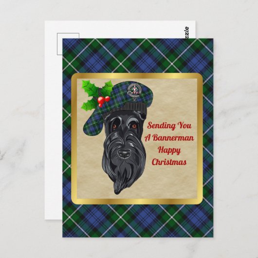 Bannerman Clan Badge & Tartan Kerstmis Briefkaart (Voorkant / Achterkant)