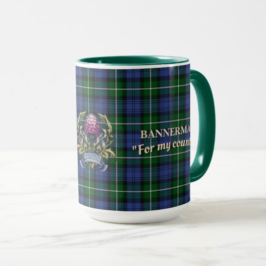 Bannerman Clan Badge & Tartan Mok (Voorkant rechts)