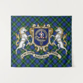 Bannerman Clan Badge & Unicorns met Tartan Wandkleed (Voorkant (horizontaal))