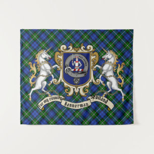 Bannerman Clan Badge & Unicorns met Tartan Wandkleed