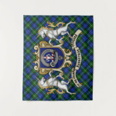 Bannerman Clan Badge & Unicorns met Tartan Wandkleed (Voorkant)
