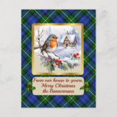 Bannerman Crest & Tartan w/Robin gepersonaliseerd Feestdagenkaart (Voorkant)
