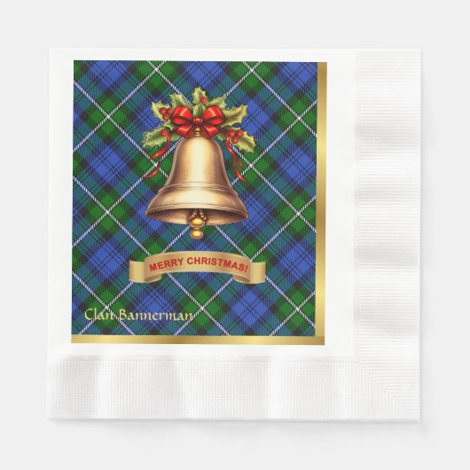 Bannerman gepersonaliseerde Tartan kerst Servet (Voorkant)