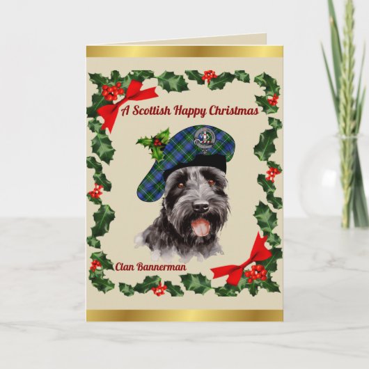 Bannerman Scottie Dog Gepersonaliseerde Xmas Kaart (Voorkant)