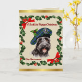 Bannerman Scottie Dog Gepersonaliseerde Xmas Kaart (Gele Bloem)