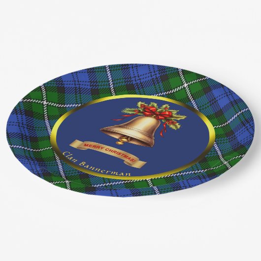 Bannerman Tartan Gepersonaliseerde Kerstmis Papieren Bordje (Gekanteld)