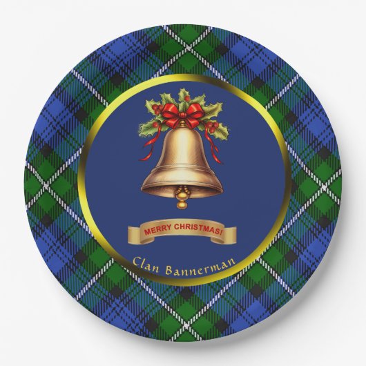 Bannerman Tartan Gepersonaliseerde Kerstmis Papieren Bordje (Voorkant)