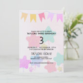 Banners Ballonnen Aquarel 1e Verjaardagsfeestje Kaart (Staand voorkant)