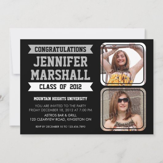 Banners en Photo Cutouts Afstudeerder Invitation - Kaart (Voorkant)