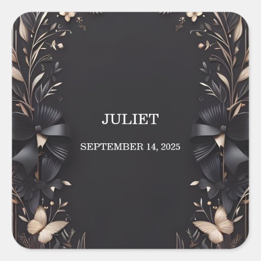 Banners Strikken Satijnen Lint Knippen Bruidsfeest Vierkante Sticker (Voorkant)