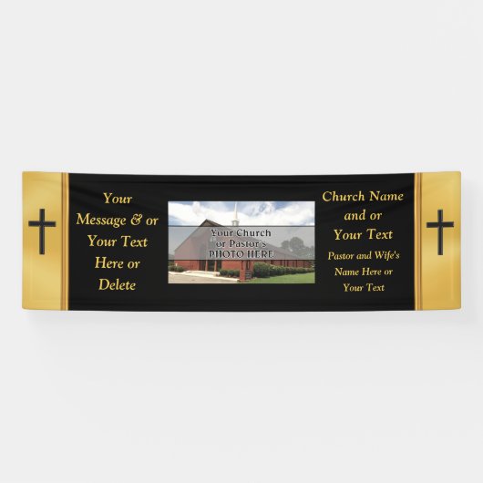 Banners van de zwarte en gouden Aangepaste Kerk, U (Horizontaal)