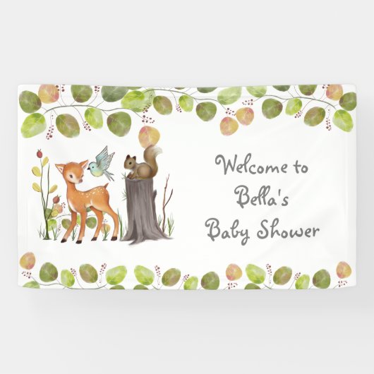 Banners Woodland Animals Baby shower (Horizontaal)