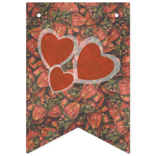 Bannervlag van zoet Baby shower - Aardbeien Vlaggetjes (Tweede vlag)