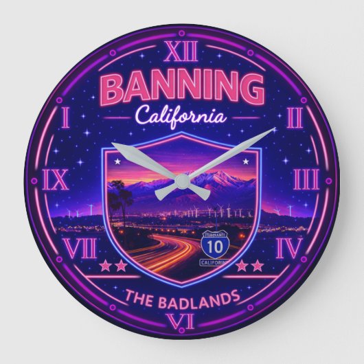 Banning California Neon Mountain Grote Klok (Voorkant)
