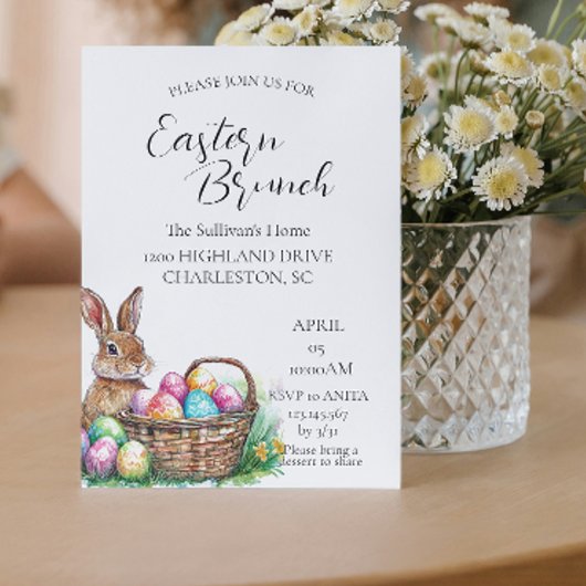 Banny in mand met eieren Paasbrunch Kaart