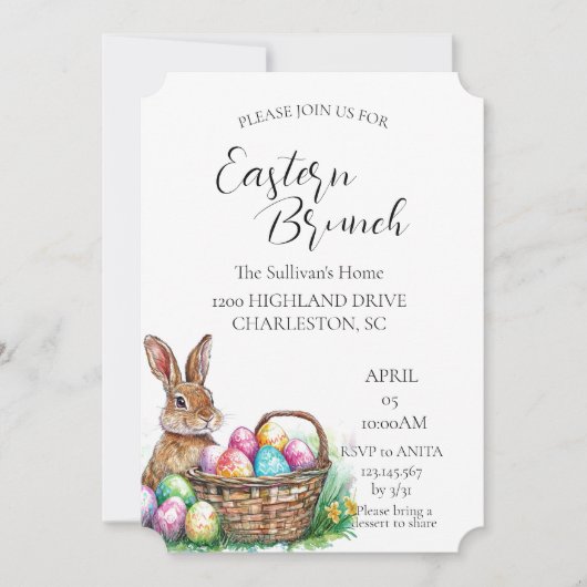 Banny in mand met eieren Paasbrunch Kaart (Voorkant)
