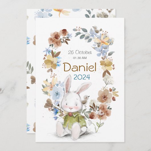 Banny Rabet new born Greeting cards Kaart (Voorkant / Achterkant)