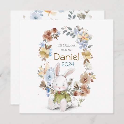 Banny Rabet new born Greeting cards Save The Date (Voorkant / Achterkant)