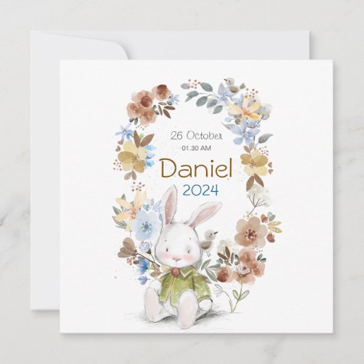 Banny Rabet new born Greeting cards Save The Date (Voorkant)