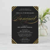 BANQUET modern elegant evenement zwart wit goud Kaart (Staand voorkant)