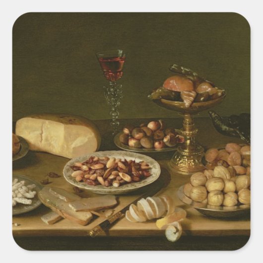 Banquet stilleven vierkante sticker (Voorkant)