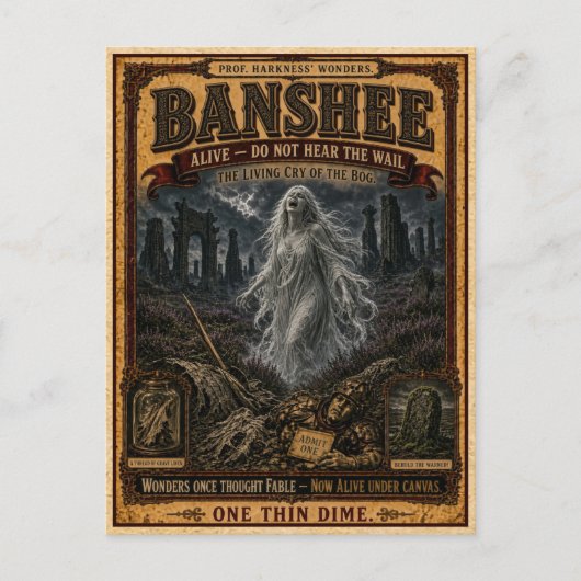 Banshee, Antiek Circusmonster Briefkaart (Voorkant)