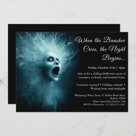 Banshee Cry Halloween Kostuum Party Uitnodiging (Voorkant / Achterkant)