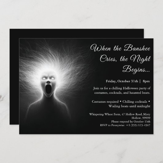 Banshee Cry Halloween Kostuum Party Uitnodiging (Voorkant / Achterkant)