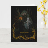 Banshee en Pumpkin Head Kaart (Gele Bloem)