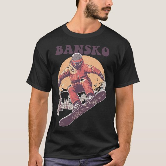 Bansko Bulgaria Retro Snowboard T-shirt (Voorkant)