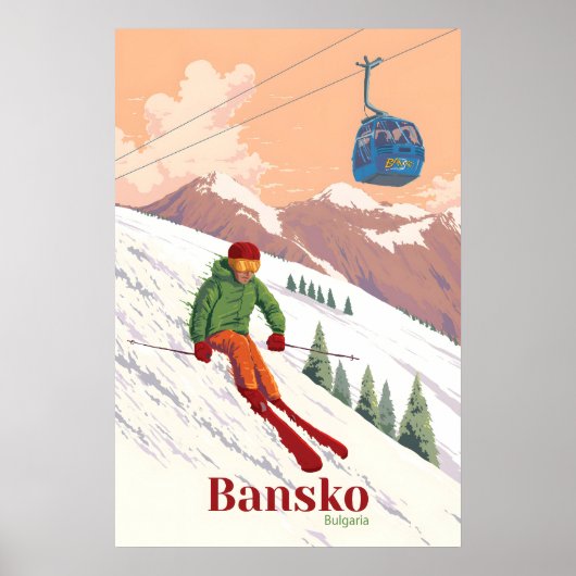 Bansko Bulgarije Skigebied Reisposter Poster (Voorkant)
