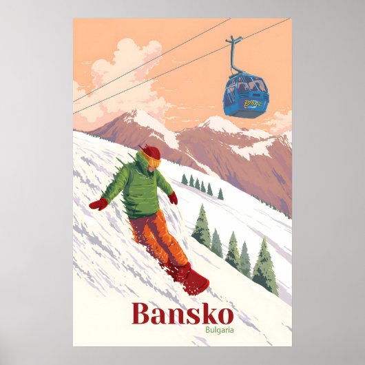 Bansko Bulgarije Snowboarden Reisposter Poster (Voorkant)
