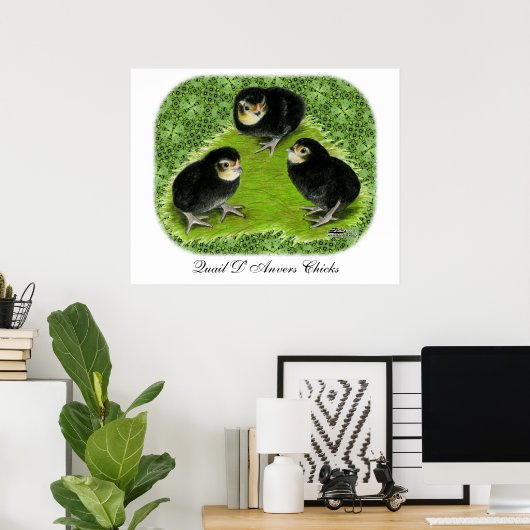 Bantam Chicken in de tuin Poster (Thuiskantoor)