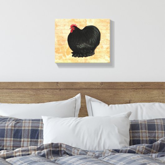 Bantam Cochin Rooster Canvas Afdruk (Insitu (Slaapkamer))