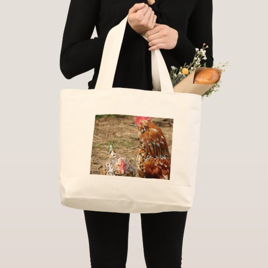 Bantam Hen en Rooster Grote Tote Bag (Voorkant (product))