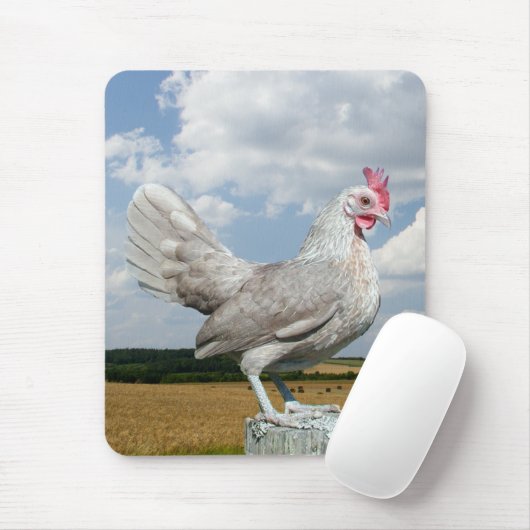 Bantam Hen op Fence Post Mousepad Muismat (Met muis)